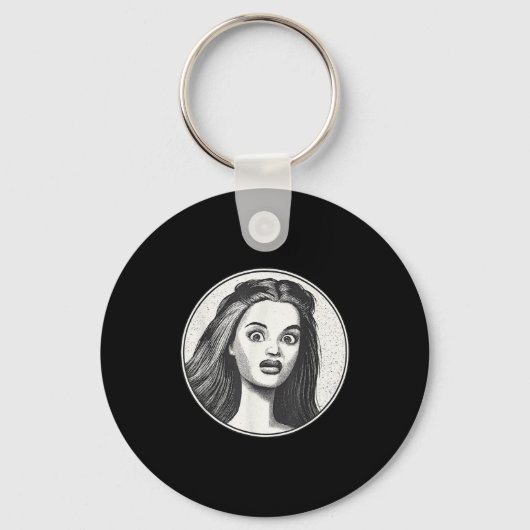 Retro Disgusted Doll Face Sleutelhanger (Voorkant)