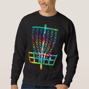 Retro Disk Golf Basket Hippie Rainbow Tie Dye Trui