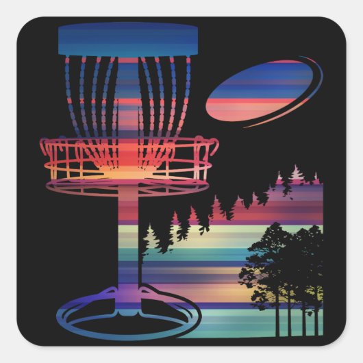 Retro Disk Golf Sport Vierkante Sticker (Voorkant)