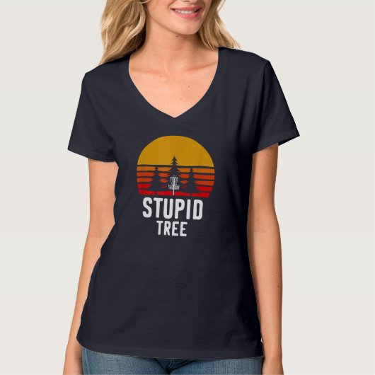 Retro Disk Golf Stupid Tree Funny Frisbee Golf Gif T-shirt (Voorkant)