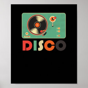 Retro Disk Jockey DJ-controllers Disco Vinyl Poster