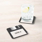 Retro diskette met label voor geek Nerds Bier Onderzetter (Rechterzijde)