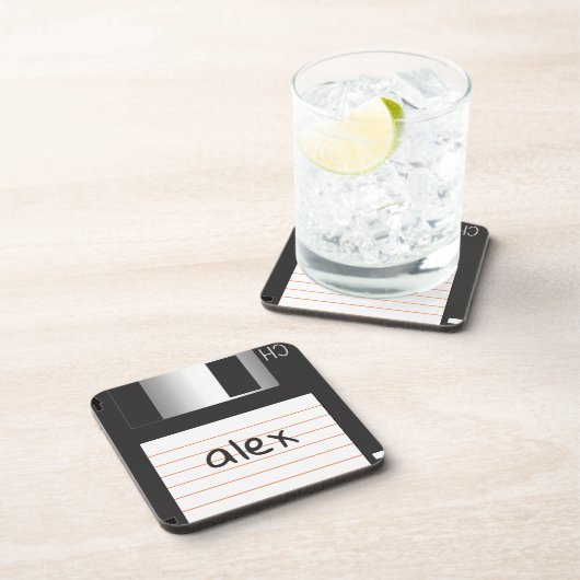 Retro diskette met label voor geek Nerds Bier Onderzetter (Rechterzijde)