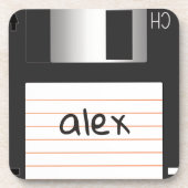 Retro diskette met label voor geek Nerds Bier Onderzetter (Voorkant)