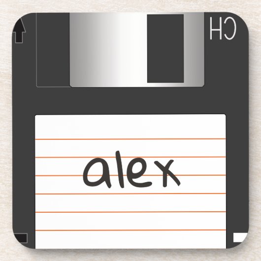 Retro diskette met label voor geek Nerds Bier Onderzetter (Voorkant)