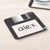 Retro diskettes met label voor geek Nerds Bier Onderzetter (Linkerzijde)