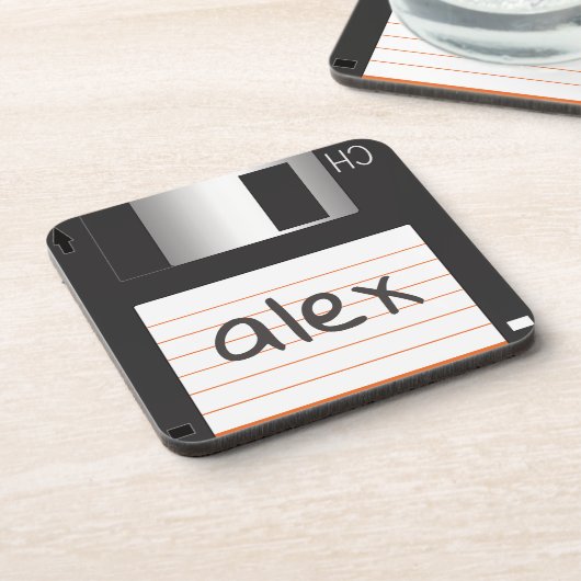 Retro diskettes met label voor geek Nerds Bier Onderzetter (Linkerzijde)