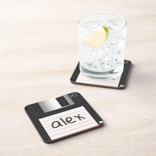 Retro diskettes met label voor geek Nerds Bier Onderzetter (Rechterzijde)