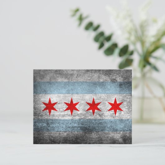 Retro Distress Flag van Chicago Briefkaart (Staand voorkant)