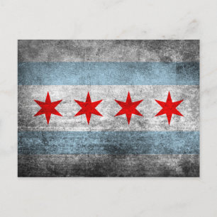 Retro Distress Flag van Chicago Briefkaart