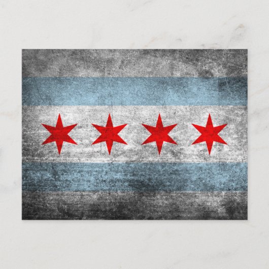 Retro Distress Flag van Chicago Briefkaart (Voorkant)