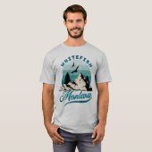 Retro Distressed Blue Whitefish Montana MT T-shirt (Voorkant volledig)