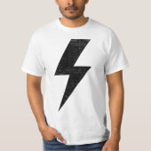 Retro Distressed Bolt Lightning Black  T-shirt (Voorkant)
