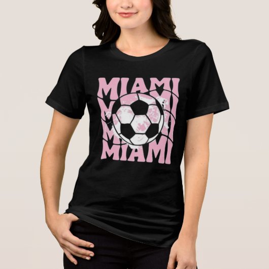 Retro Distressed Miami Voetbal Tri-Blend Shirt (Voorkant)