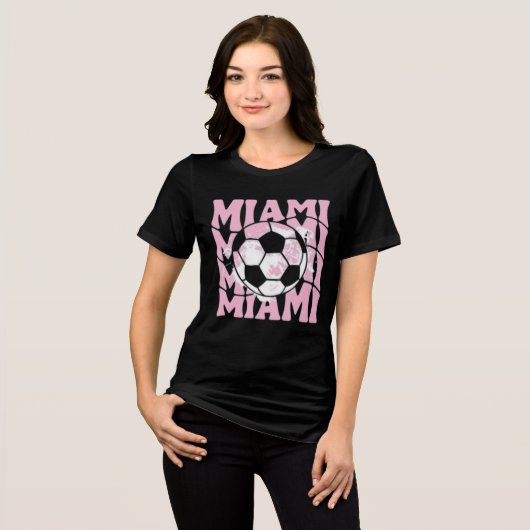 Retro Distressed Miami Voetbal Tri-Blend Shirt (Voorkant volledig)