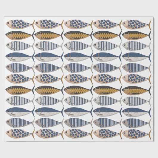  Retro Distressed Sardines, visser Cadeaupapier (Vlak)