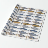  Retro Distressed Sardines, visser Cadeaupapier (Uitgerold)