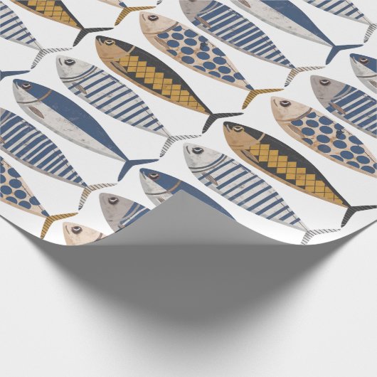  Retro Distressed Sardines, visser Cadeaupapier (Hoek)