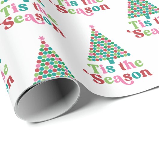 Retro Dit Het Seizoen Heldere Vakantie Kerstboom Cadeaupapier (Rol Hoek)