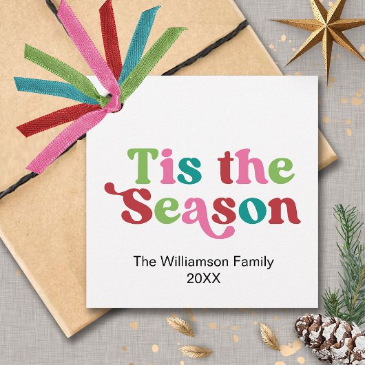 Retro Dit het Seizoen Heldere Vakantie Kerstmis Bedankjes Labels