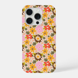 Retro ditsy bloemmotief iPhone 15 pro case
