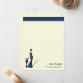 Retro Diva Custom Flat Note-kaarten (marine) Notitiekaartje (Voorkant / Achterkant in situ)