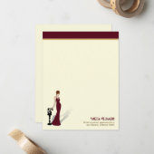 Retro Diva Custom Flat Note-kaarten (maroon) Notitiekaartje (Voorkant / Achterkant in situ)