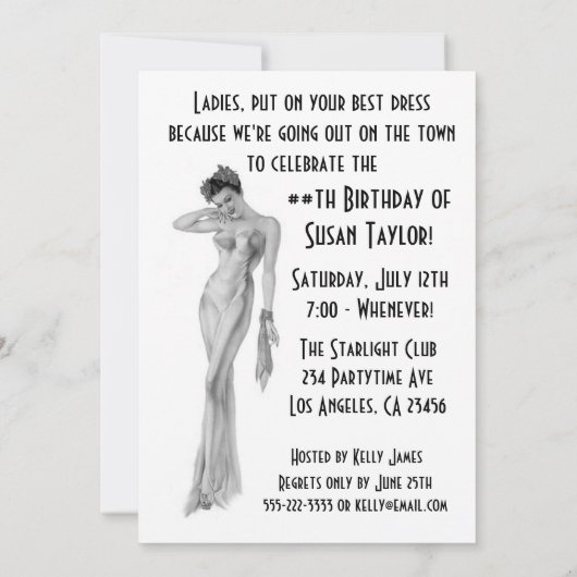 Retro Diva Vrouwen Verjaardagsfeest Kaart (Achterkant)