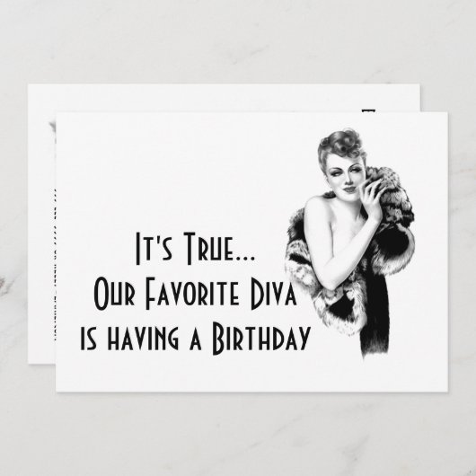Retro Diva Vrouwen Verjaardagsfeest Kaart (Voorkant / Achterkant)