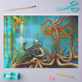 Retro Diver Metal Diving Suit Octopus Decoupage Tissuepapier (Craft)