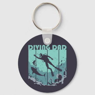 Retro Diving Dad Scuba Diver Vader Sleutelhanger