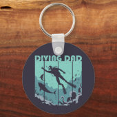  Retro Diving Dad Scuba Diver Vader Sleutelhanger (Voorkant)