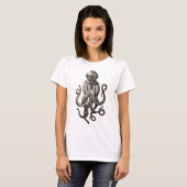 Retro Diving Suit Octopus Grafisch Ontwerp T-shirt (Voorkant volledig)