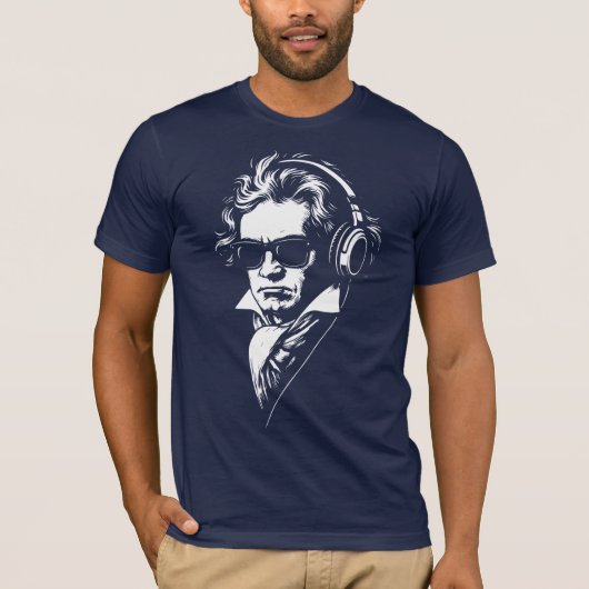 Retro DJ Beethoven face Portrait T-shirt (Voorkant)