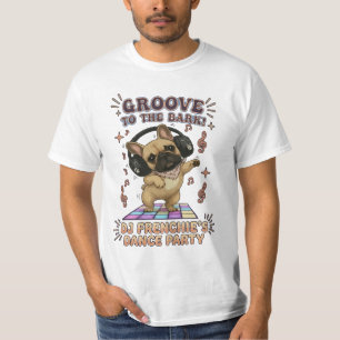 Retro DJ Frenchie Dance Party Grafisch T-shirt