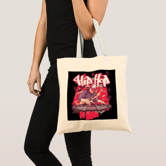 Retro DJ Hip Hop Platenspelers Graffiti 90s Rap Mu Tote Bag (Voorkant (product))