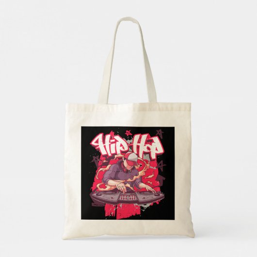 Retro DJ Hip Hop Platenspelers Graffiti 90s Rap Mu Tote Bag (Achterkant)