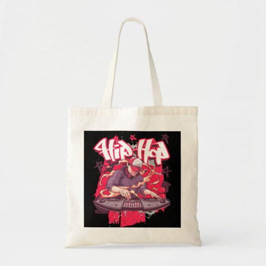 Retro DJ Hip Hop Platenspelers Graffiti 90s Rap Mu Tote Bag (Voorkant)