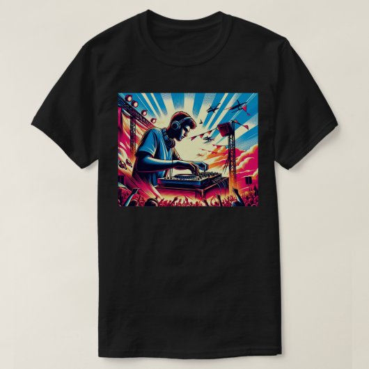 Retro  DJ HipHop Muziek BlockVinyl T-shirt (Design voorkant)