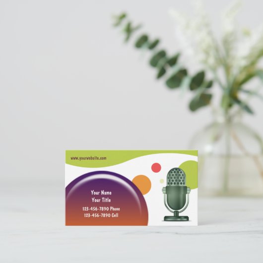 Retro DJ Old Microphone Visitekaartjes (Staand voorkant)