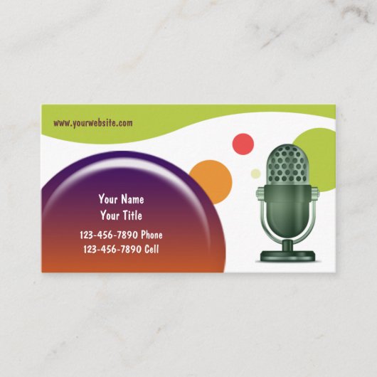 Retro DJ Oude Microfoon Visitekaartjes (Voorkant)