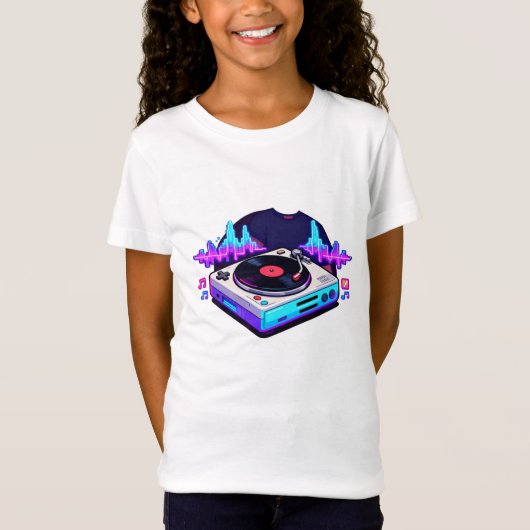 Retro DJ Turntable Music Lover Kids Design T-shirt (Voorkant)
