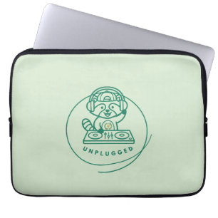 Retro DJ Wasbeer Unplugged Saliegroen Laptop  Sleeve