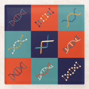 Retro DNA genetica stambiologie patroonset Glazen Onderzetter