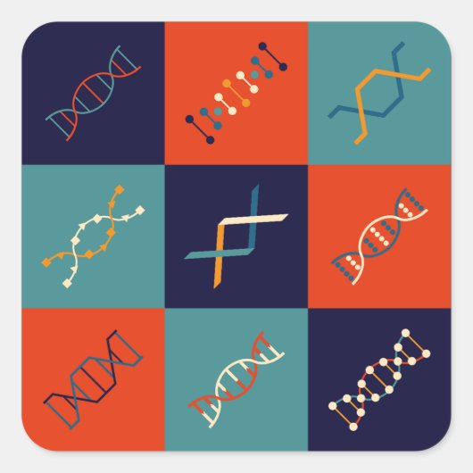 Retro DNA genetica stambiologie patroonset Vierkante Sticker (Voorkant)