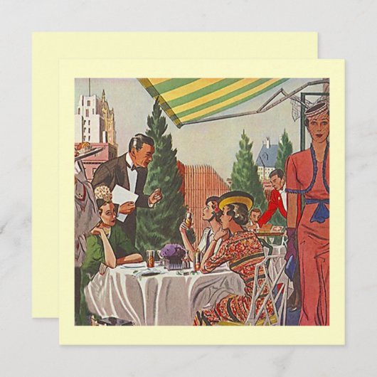 Retro Do Lunch nodigt Lady Friends samen uit Kaart (Voorkant / Achterkant)