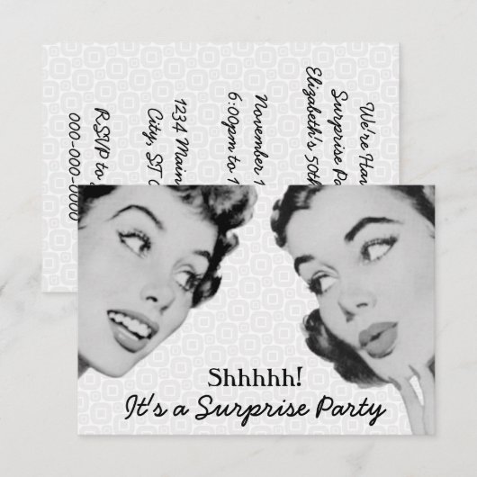 Retro Do Tell Surprise Birthday Party V2 Kaart (Voorkant / Achterkant)