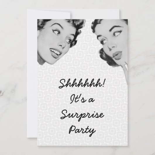 Retro Do Tell Surprise Party Kaart (Voorkant)