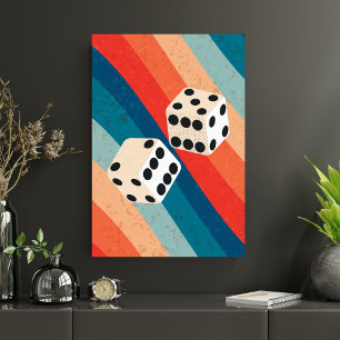 Retro Dobbelsteen Muur Kunst Trendy Prints Gelukki Foto Afdruk