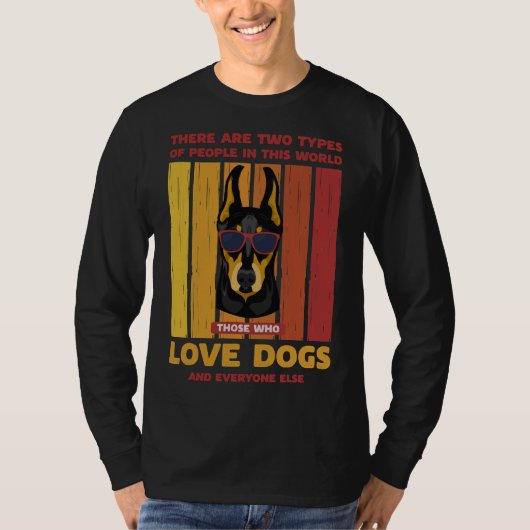 Retro Doberman twee soorten mensen T-shirt (Voorkant)
